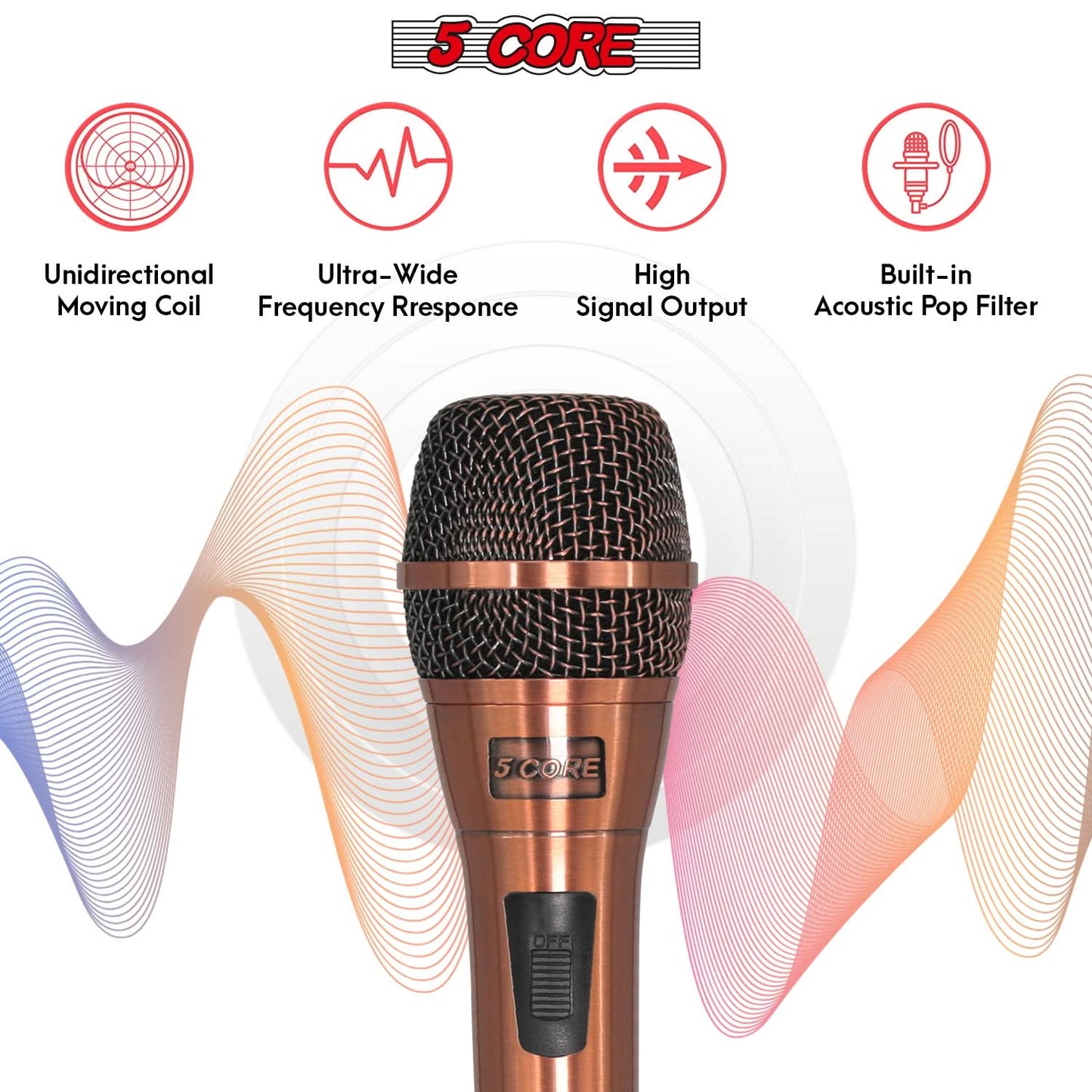 5Core XLR Microphone Dynamic Mic Karaoke Singing Studio Microfono Handheld Mics-2