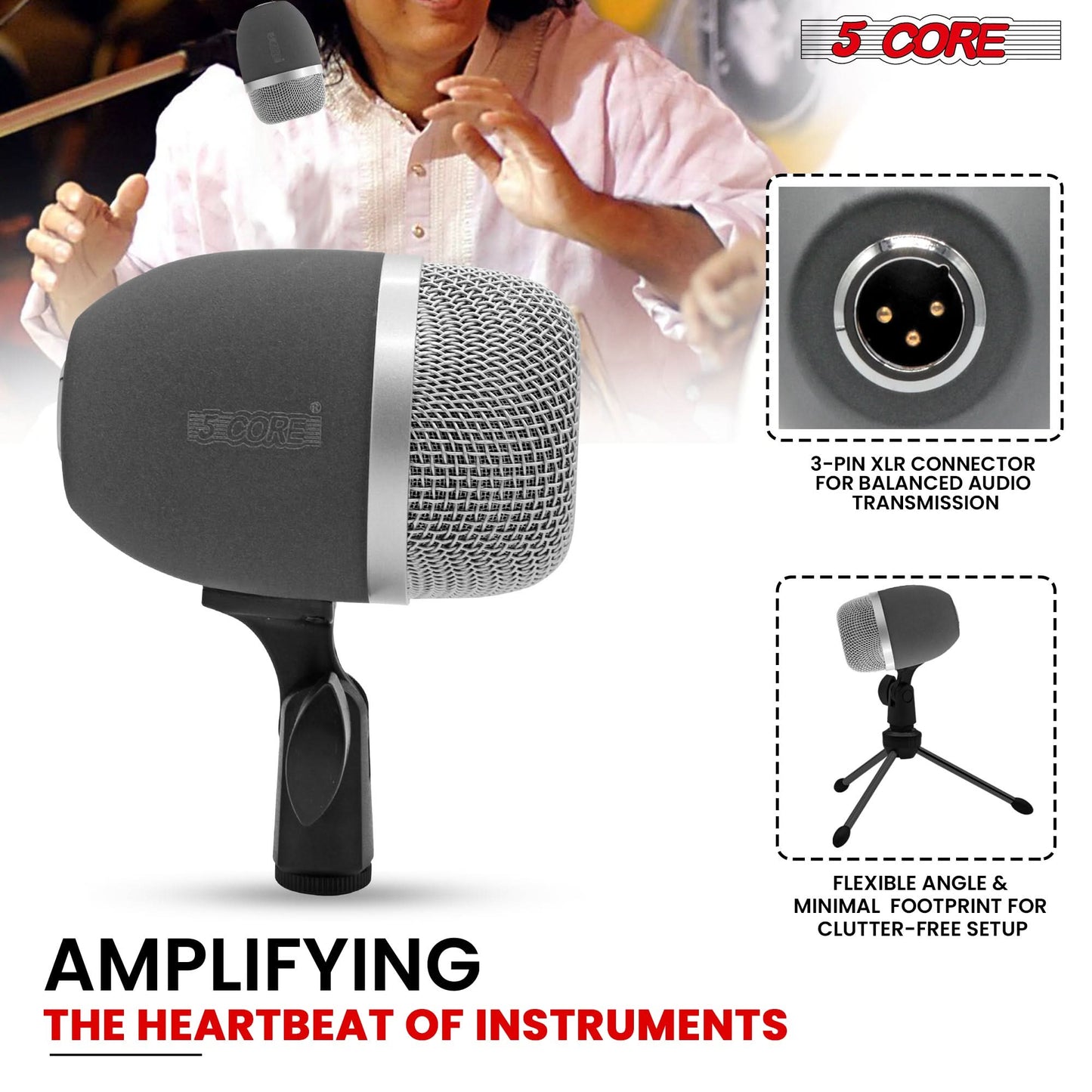 5 Core Tabla Mic Indian Instrument Microphone Set for Bayan Dayan Dholak Mic for Studio Stage Temple-1