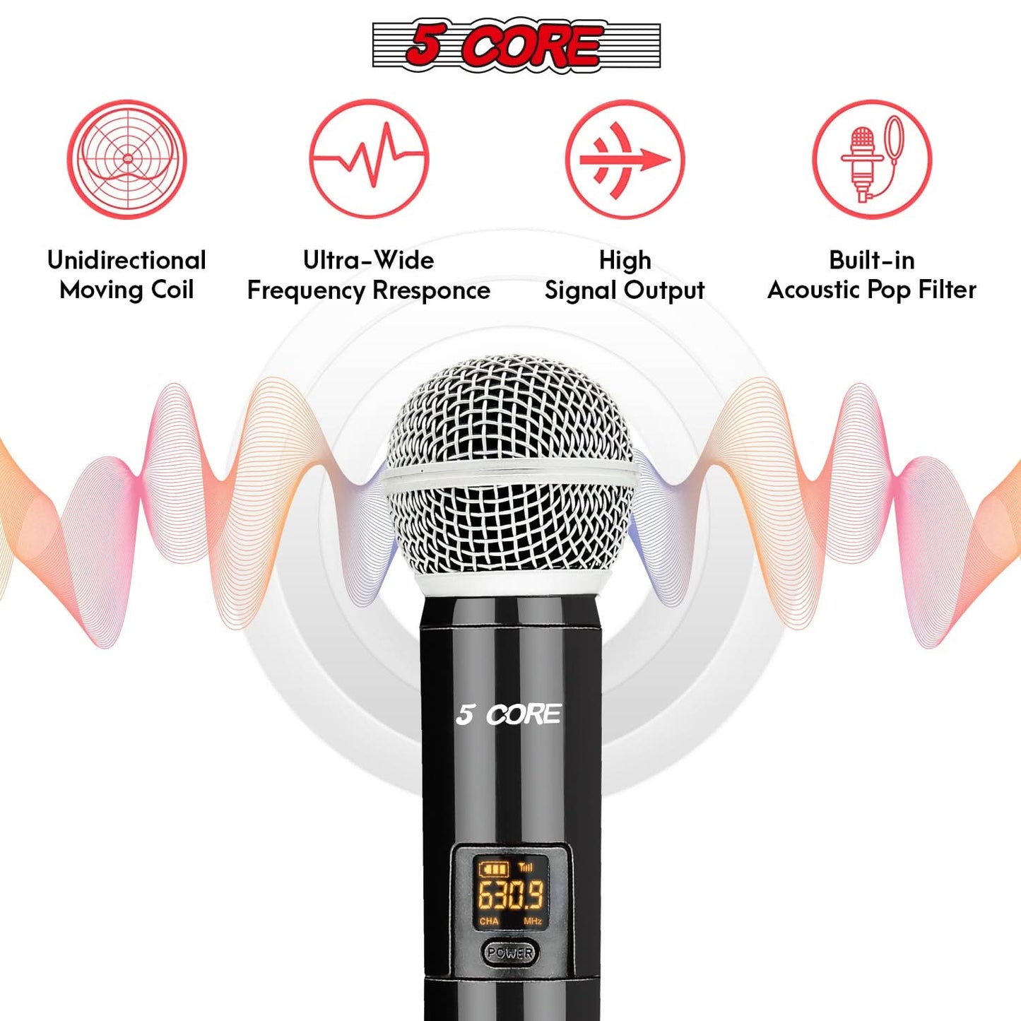 5Core Wireless Microphones VHF Microfonos Inalambricos Professional Handheld Cordless Mic-2