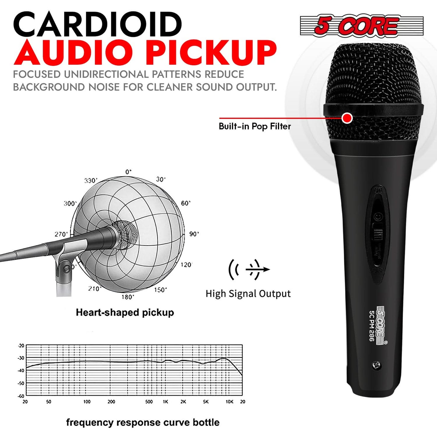 5Core XLR Microphone Dynamic Mic Karaoke Singing Studio Mics Handheld Microfono-0