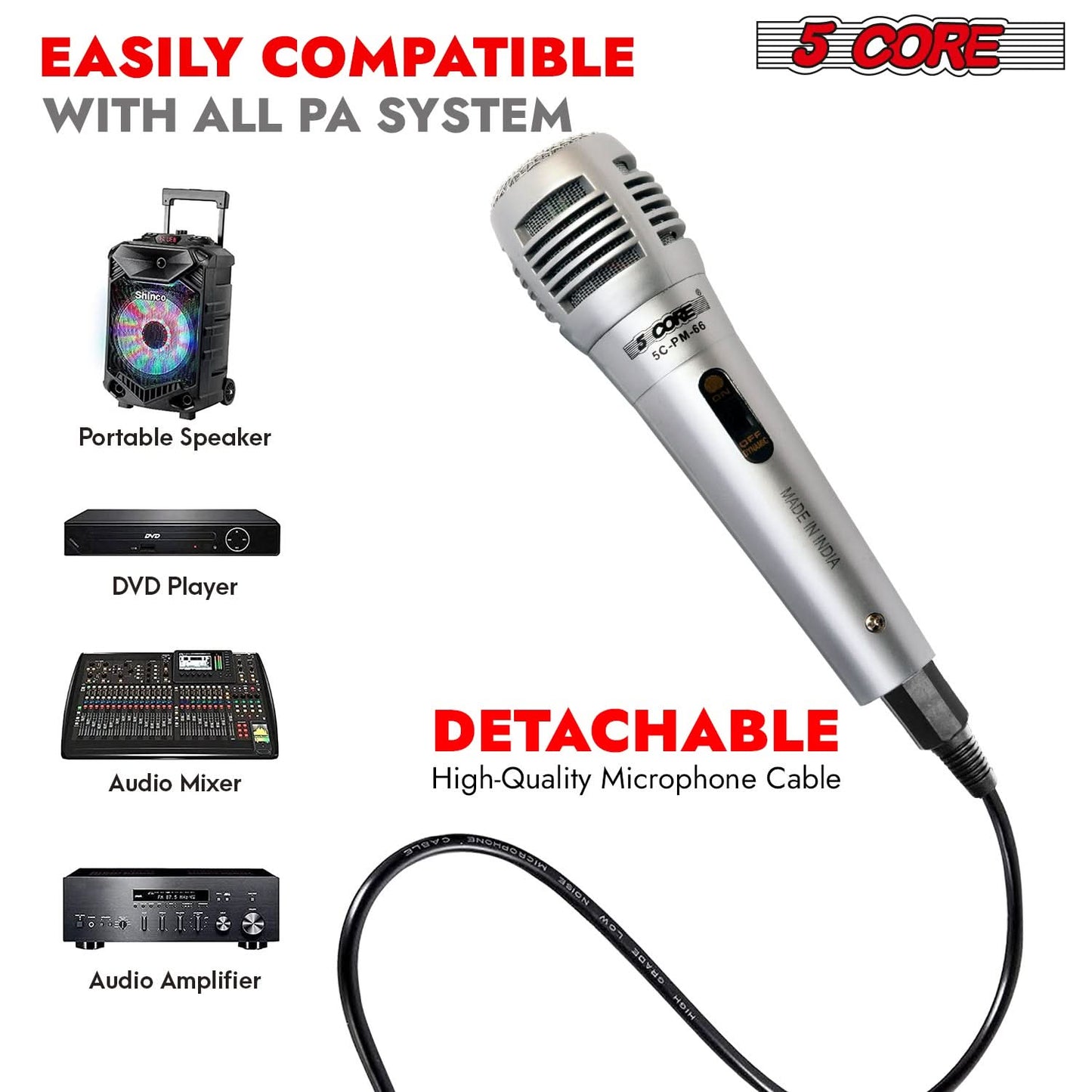 5Core XLR Microphone Dynamic Mic Karaoke Singing Studio Mics Handheld Microfono-4
