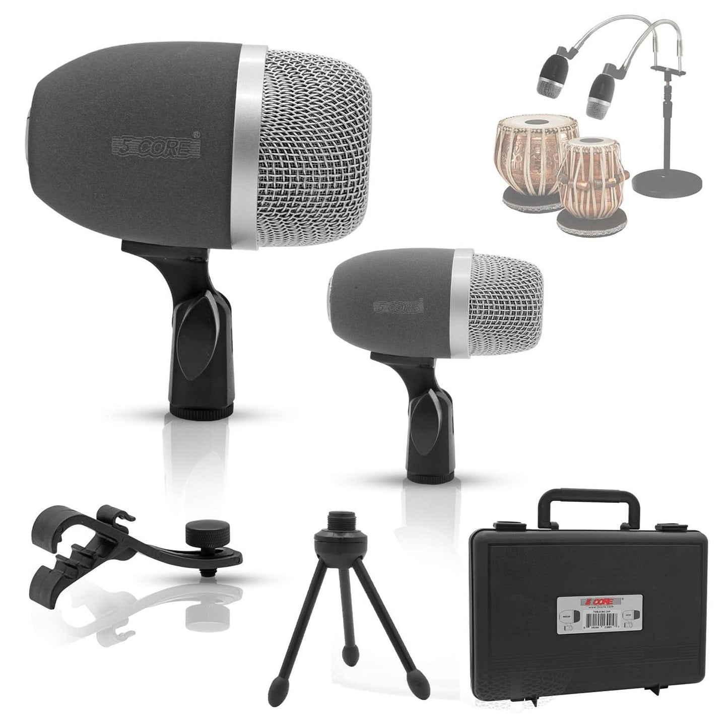 5 Core Tabla Mic Indian Instrument Microphone Set for Bayan Dayan Dholak Mic for Studio Stage Temple-0