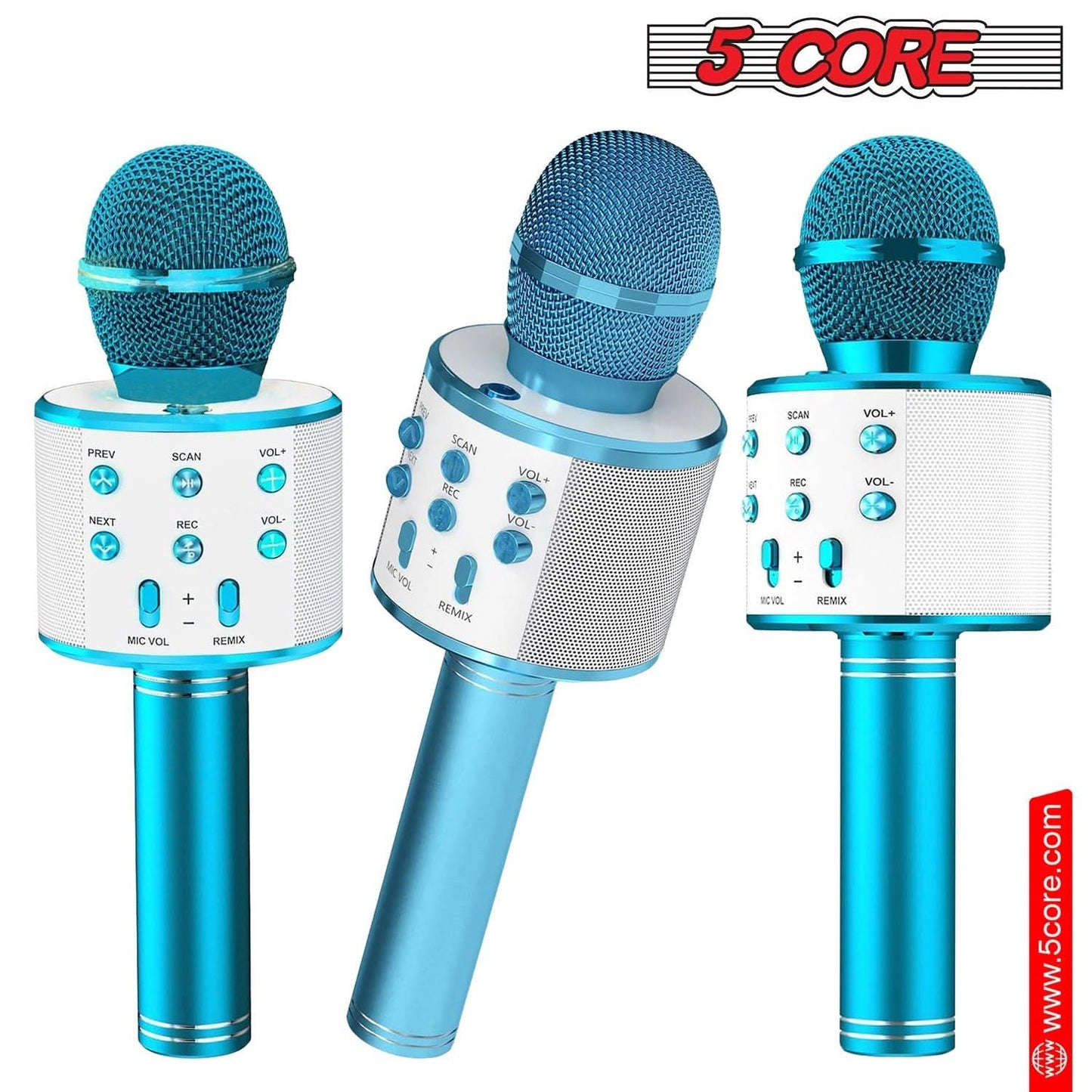 5Core Wireless Karaoke Microphone Bluetooth Mic Portable Handheld Microfonos Inalambricos BLUE-1