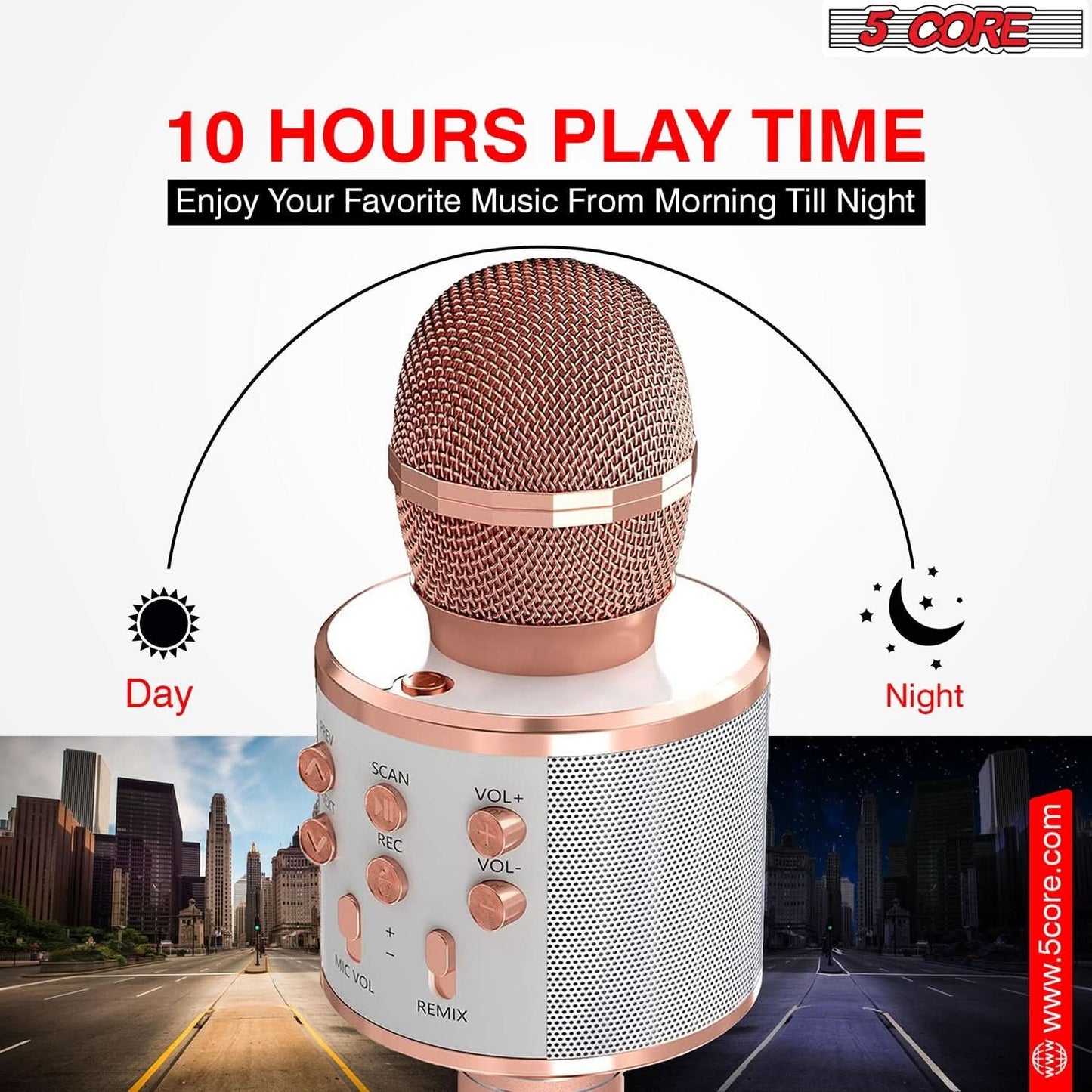 5Core Wireless Karaoke Microphone Bluetooth Mic Portable Handheld Microfonos Inalambricos COPPER-1
