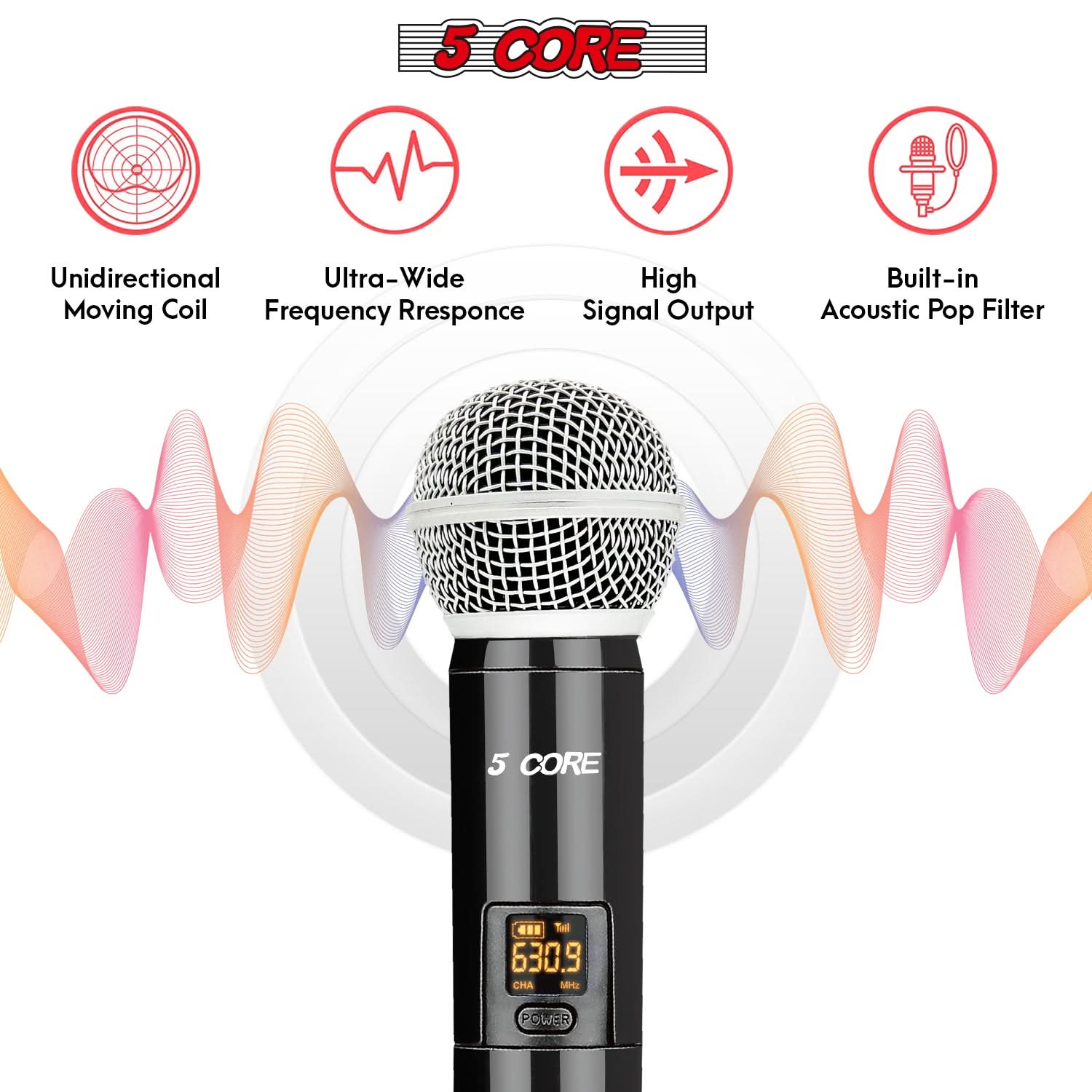5Core Wireless Microphones VHF Microfonos Inalambricos Professional Handheld Cordless Mic-2
